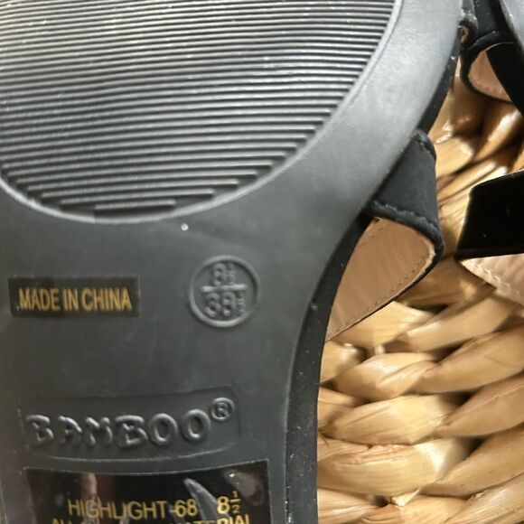 Bamboo Women’s Black Block Heel Sandal with Two Straps 2 Inch Heel Size 8.5 - Picture 7 of 7